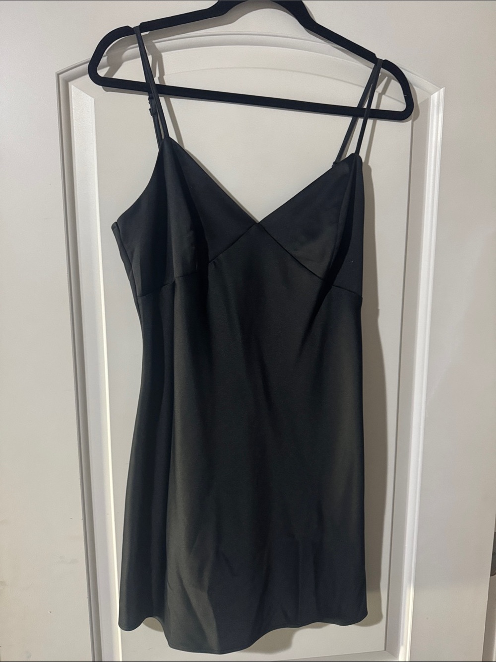 Divided Black Satin Mini Slip Dress